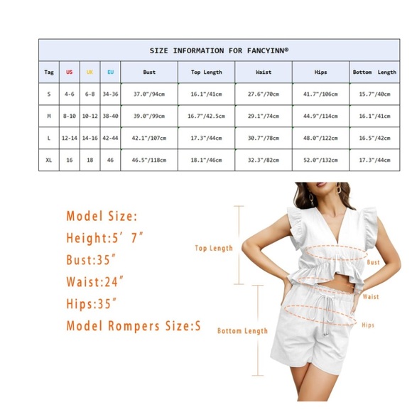 FANCYINN Womens Two Pieces Vacation Outfits Size Large - Picture 6 of 6